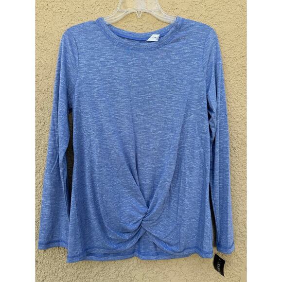 Ideology Women's T-Shirt Long Sleeve Knot Front Blue Small NWT - Picture 2 of 7